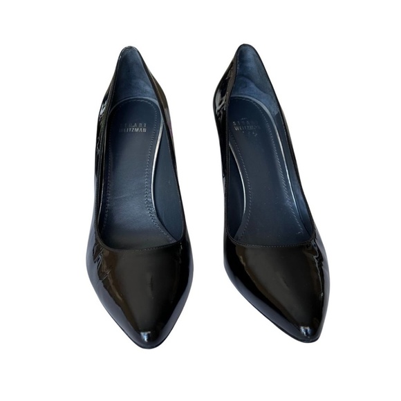 Stuart Weitzman Black Patent "Power" Pointed Toe Pumps Size 10.5 Includes Box - Picture 2 of 8
